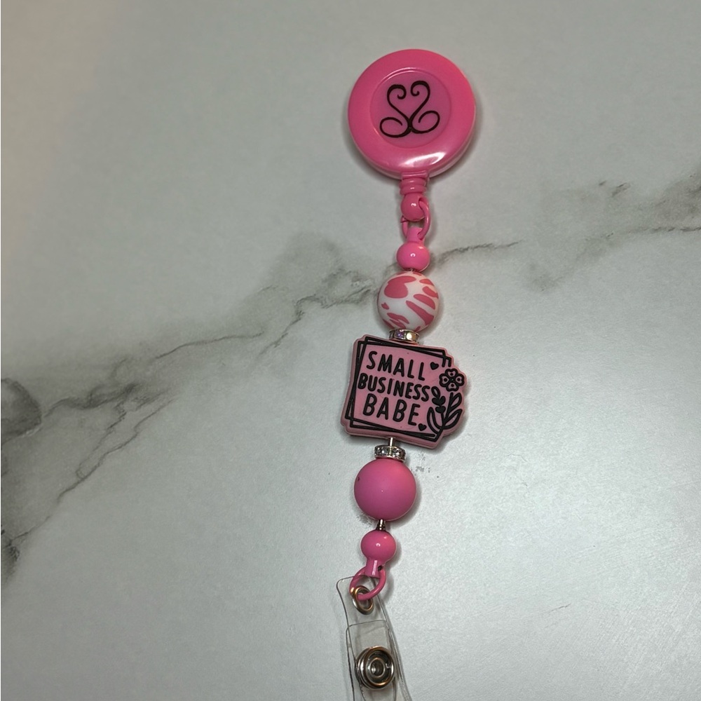 Pink badge reel